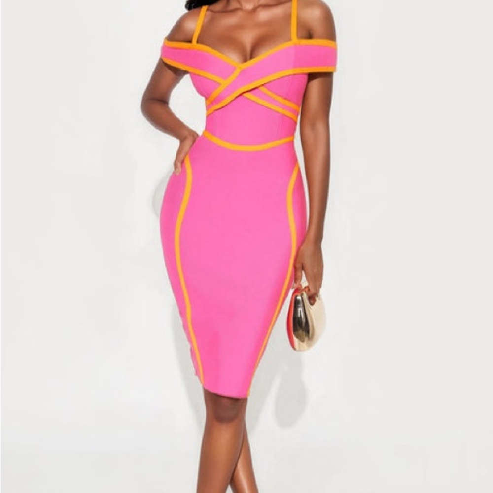 Elegant Pink and Orange Bodycon Dresses (3)